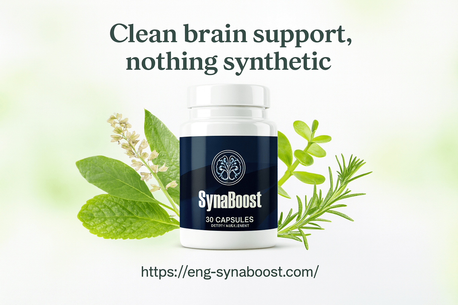 Synaboost natural brain supplement with fresh herbs and botanicals - Clean brain support nothing synthetic - All-natural cognitive enhancement